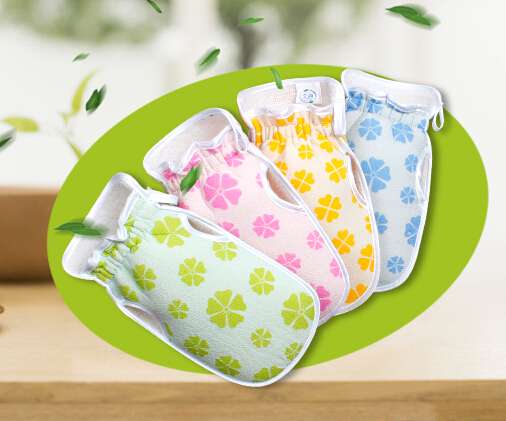 Family bathroom exfoliating scrub bamboo fibre gloves  BDSH231
