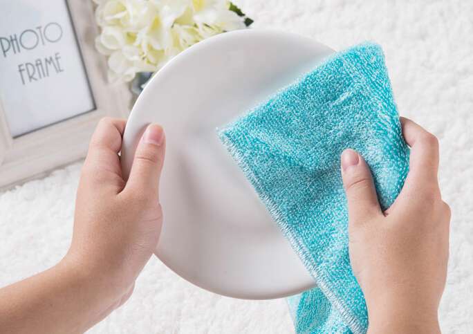 Bamboo fiber double side hand protection kitchen scrubber  BDSH222